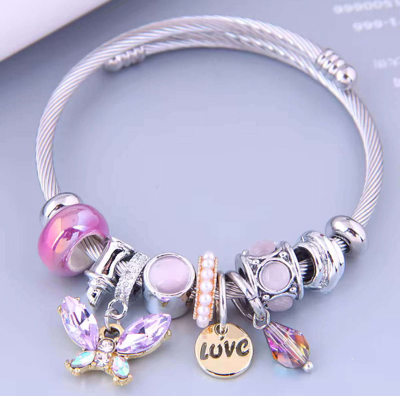 Butterfly Crystal Charm Bracelet