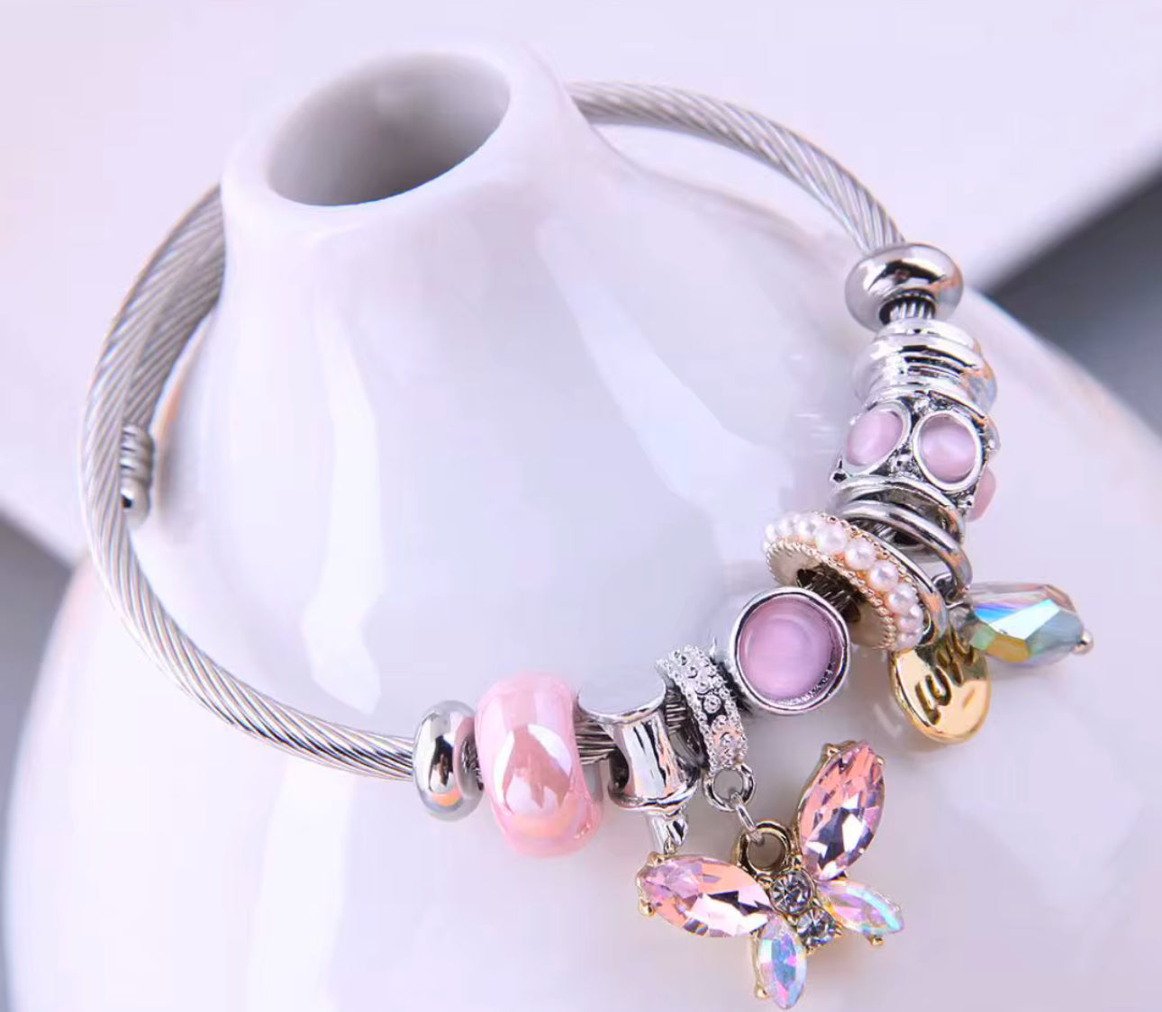 Butterfly Crystal Charm Bracelet