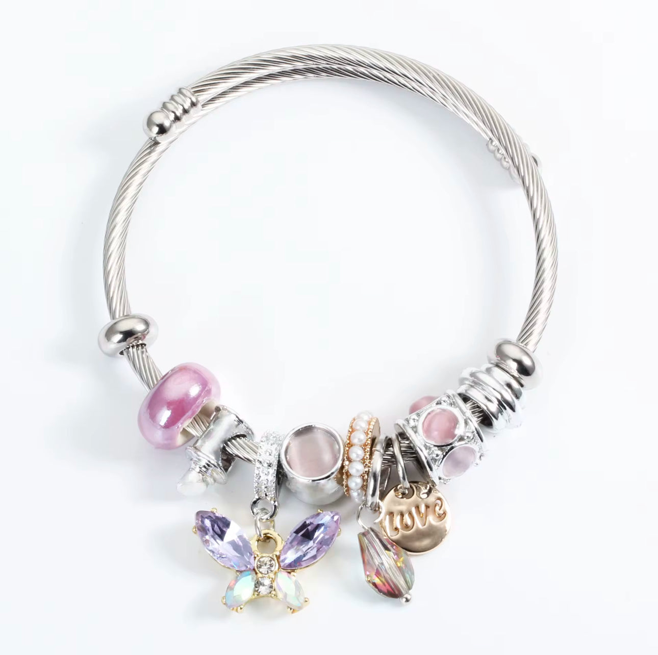 Butterfly Crystal Charm Bracelet