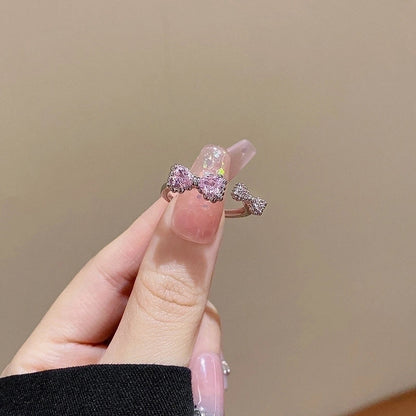 Pink Bow Knot Adjustable Ring