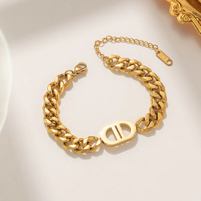 Women's Cuban Link Letter D Bracelet