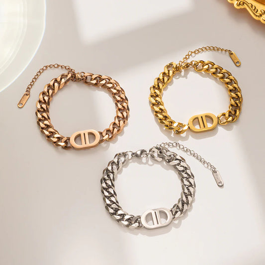 Women's Cuban Link Letter D Bracelet