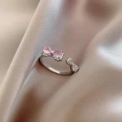 Pink Bow Knot Adjustable Ring