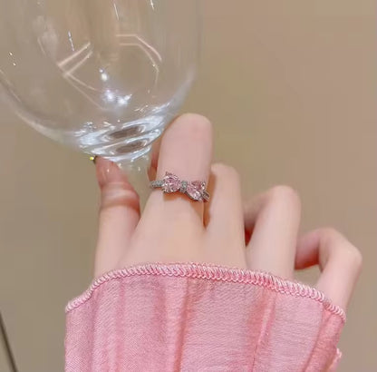 Pink Bow Knot Adjustable Ring